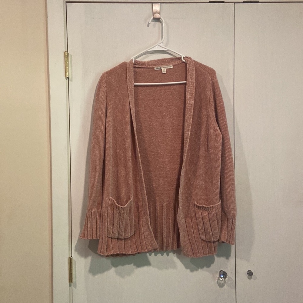 Seven7 Chennile Velvet Light Pink Blush Cardigan